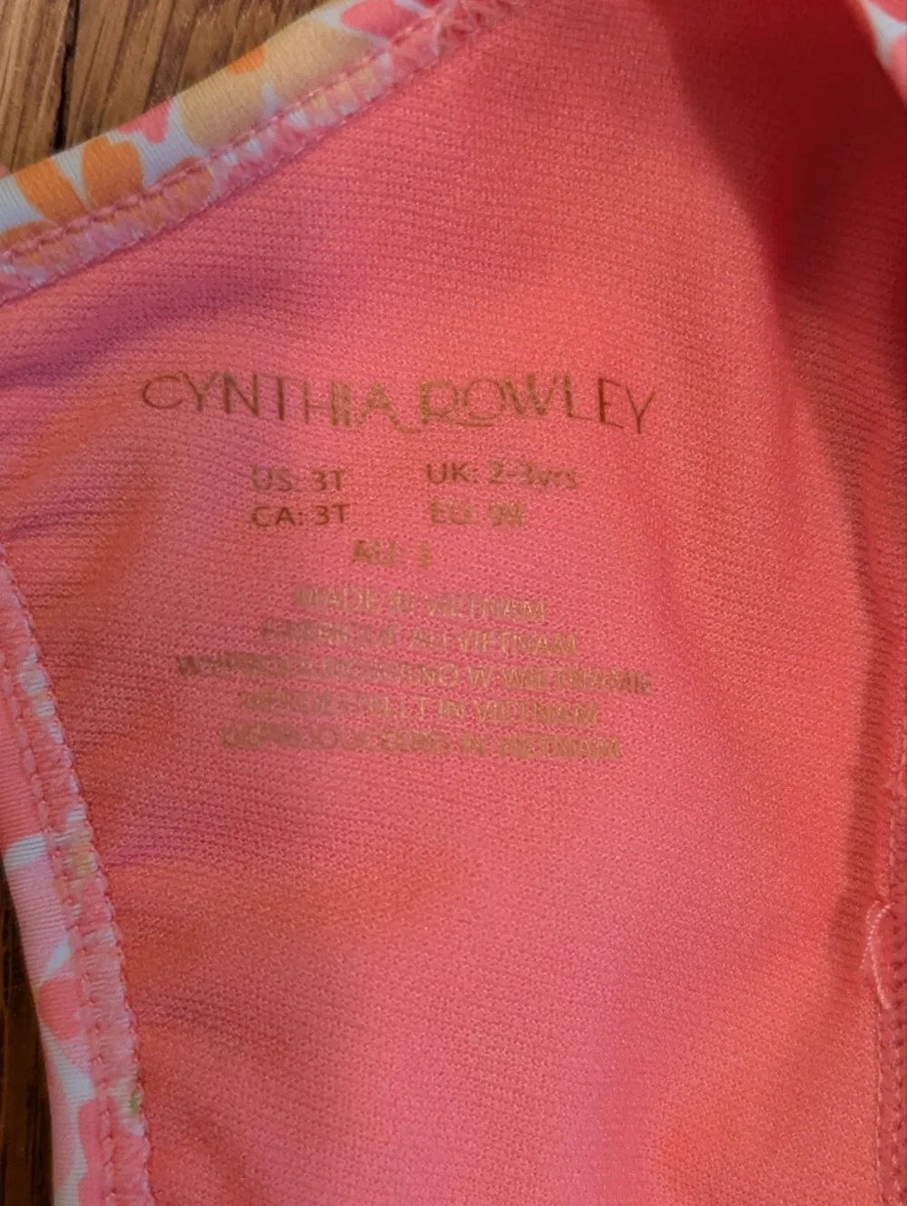 Cynthia Rowley Coral Pink Floral Baby One-Piece - Picture 3 of 3